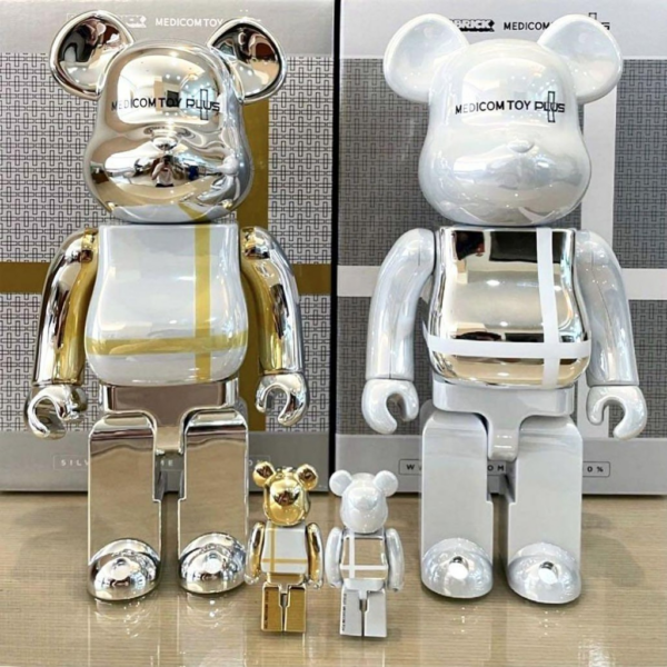 Mô Hình Bearbrick Medicom Toy Plus Silver Chrome Version - Ảnh 2