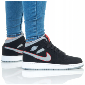 Alternative view of Giày Nike Air Jordan 1 Mid GS 'Black Particle Grey' 554725-060