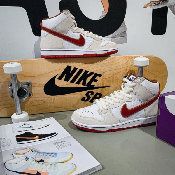 Giày Nike Dunk SB High 'Sail Bright Crimson' CV9499-100 - Ảnh 4