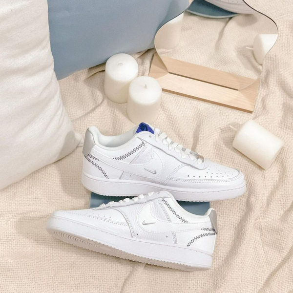 Giày Nike Wmns Court Vision Low SE 'White Metallic Silver' DD1648-100 - Ảnh 3