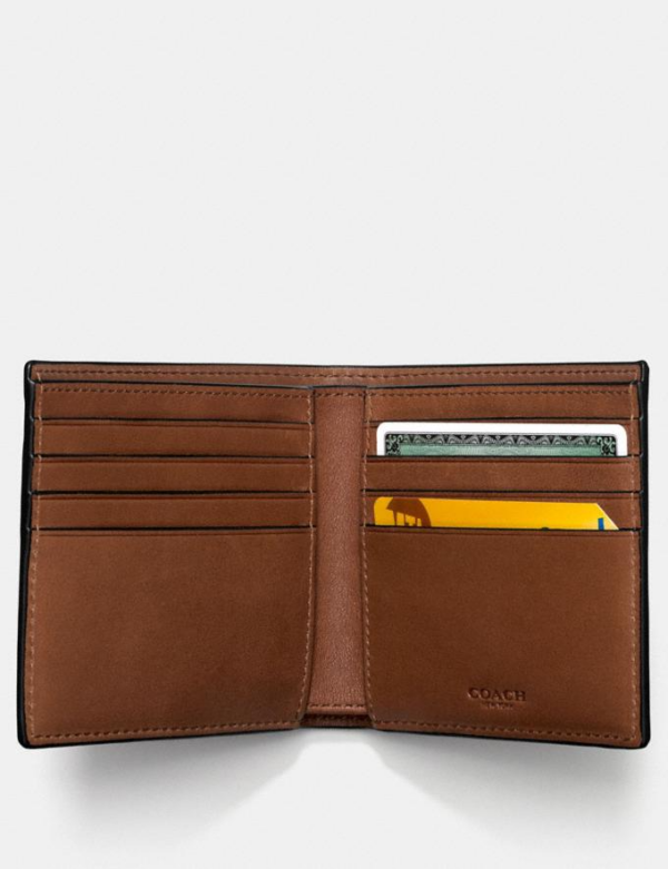 Ví Coach Double Billfold Wallet In Calf Leather Dark Saddle 74912 - Ảnh 2