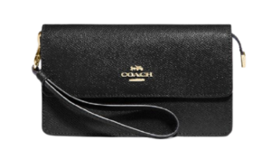 Túi Coach Foldover Wristlet Black Gold F73793