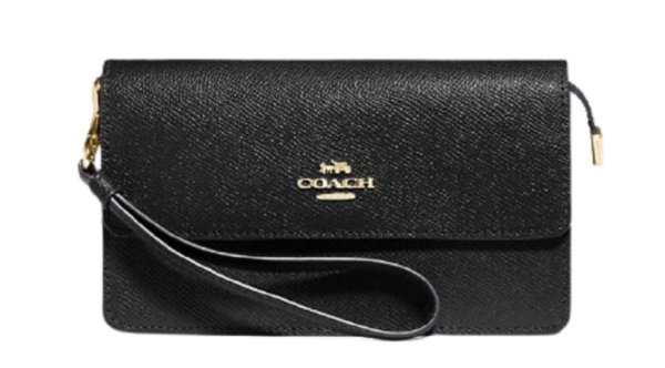 Túi Coach Foldover Wristlet Black Gold F73793