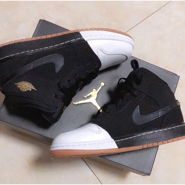Giày Nike Air Jordan 1 Retro Mid GS 'Gold And Gum' 555112-021 - Ảnh 3