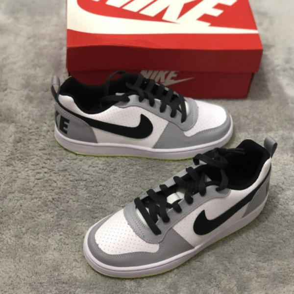 Giày Nike Court Borough Low White Black Wolf Grey (GS) 839985-104 - Ảnh 5