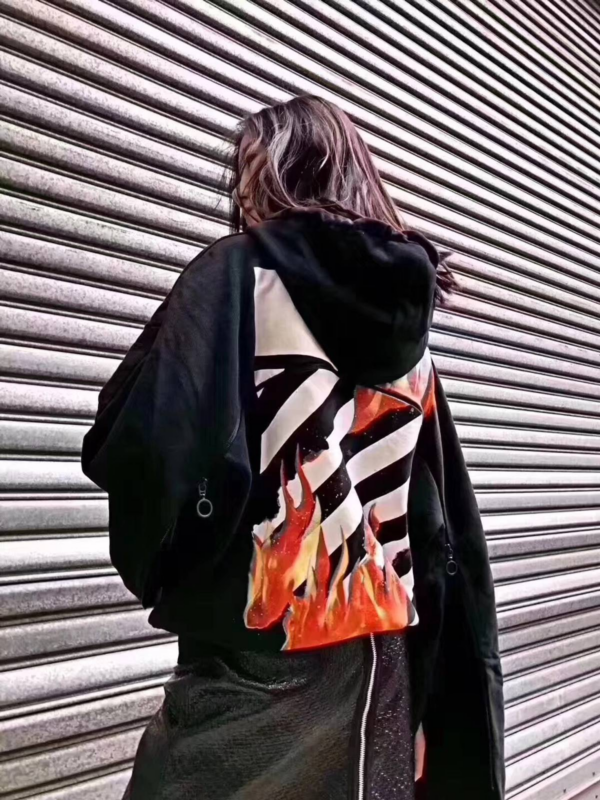 Áo Off White Diag Fire Back Zip Hoodie OW00230 - Ảnh 6