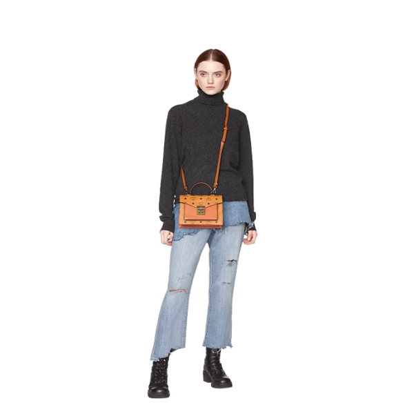 Túi MCM Patricia Satchel Visetos Cognac MWE8APA69CO001 - Ảnh 3