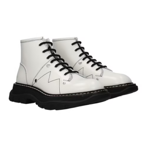 Alternative view of Giày Alexander McQueen Wmns White Leather Ankle Boots 595469-WHQSG-9089