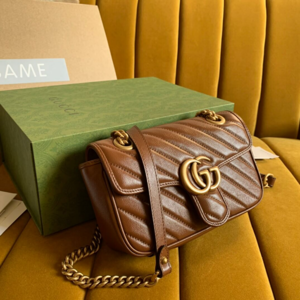 Túi Gucci GG Marmont Mini Matelassé Shoulder Bag Brown ‎446744-0OLFT-2535 - Ảnh 3