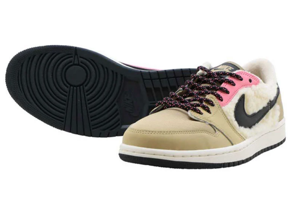 Giày Nike Wmns Air Jordan 1 Retro Low Fleece 'Parachute Beige' AQ0828-200 - Ảnh 6