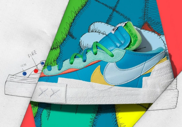 Giày Nike KAWS x sacai x Blazer Low 'Neptune Blue' DM7901-400 - Ảnh 7