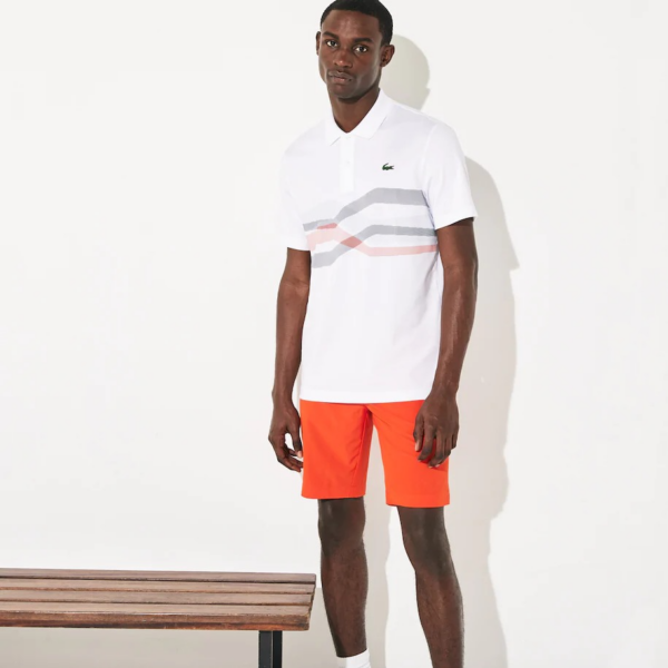 Áo Lacoste Men's SPORT Graphic Breathable Golf Polo SWX White Navy DH4761 - Ảnh 3