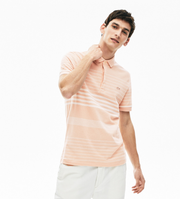 Áo Men's Lacoste Striped Linen And Cotton Regular Fit Polo Shirt PH5044-KT3 - Ảnh 5