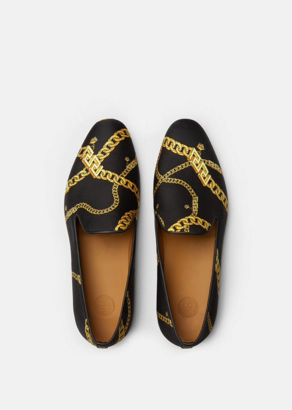 Giày Versace La Greca Chain Print Slippers Print 1003792-1A02683-5B000 - Ảnh 2