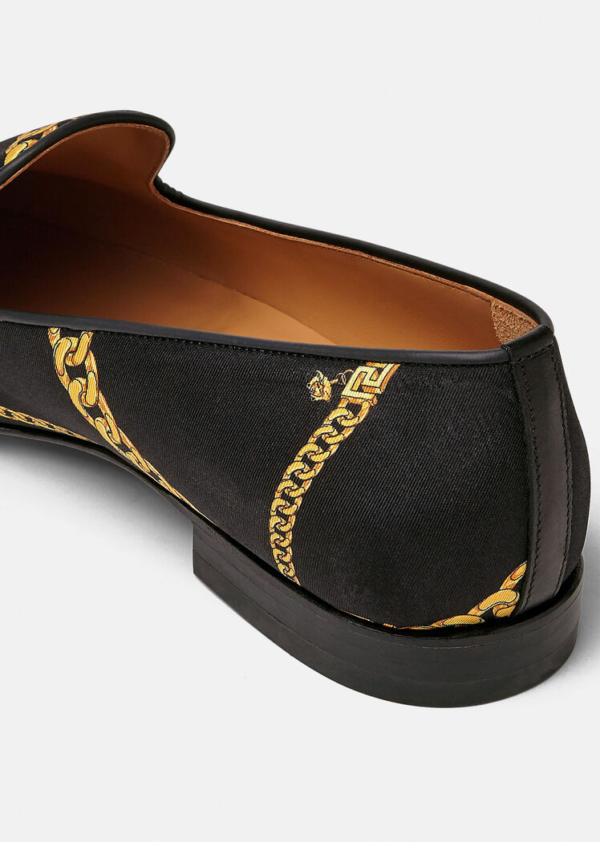 Giày Versace La Greca Chain Print Slippers Print 1003792-1A02683-5B000 - Ảnh 4