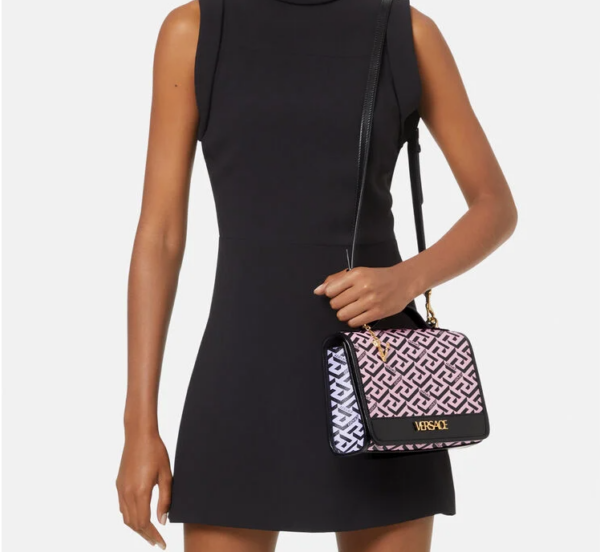 Túi Versace La Greca Signature Shoulder Black Pink 1001908-1A02974-5P29V - Ảnh 5