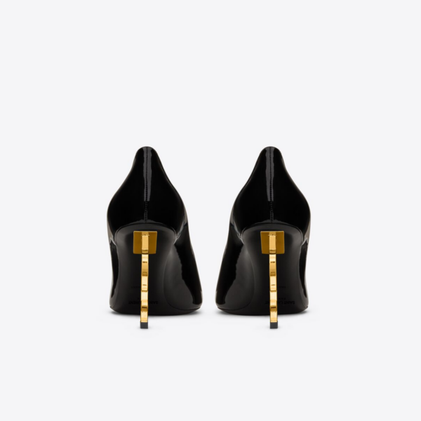 Giày Saint Laurent Opyum Pumps Patent Leather Gold-Tone Heel 4841600NPKK1000 - Ảnh 2