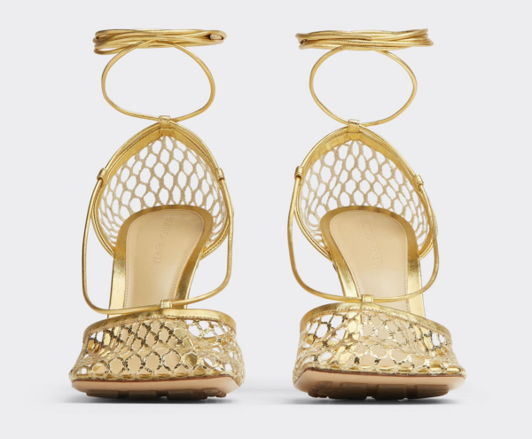 Giày Cao Gót Bottega Veneta Lace-Up Sandal 'Gold' 651388V1BT18265 - Ảnh 4