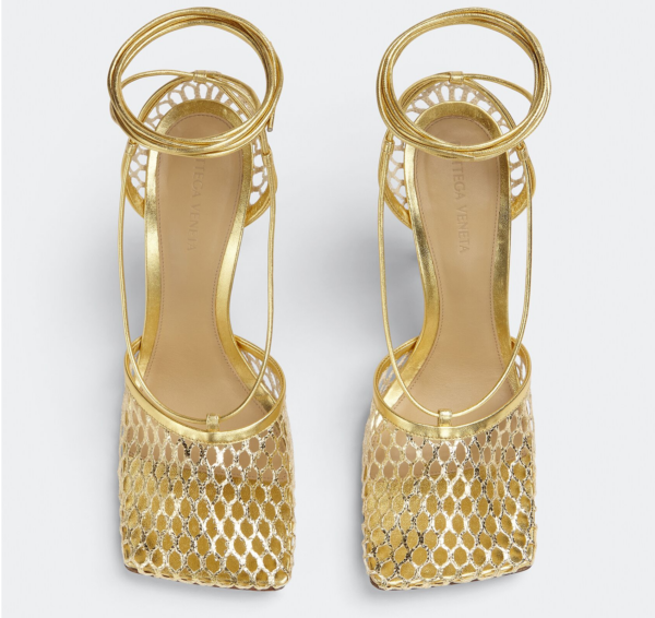 Giày Cao Gót Bottega Veneta Lace-Up Sandal 'Gold' 651388V1BT18265 - Ảnh 2