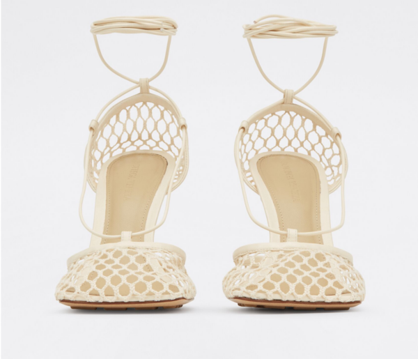 Giày Cao Gót Bottega Veneta Lace-Up Sandal 'Toile' 651388VBSD39213 - Ảnh 4