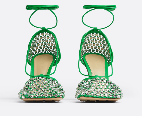 Giày Cao Gót Bottega Veneta Lace-Up Sandal 'Parakeet' 667206V0GU13750 - Ảnh 2