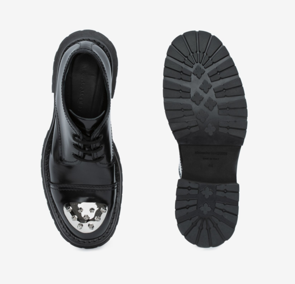 Giày Alexander Mc.Queen Punk Stud Derby 'Black Silver' - Ảnh 4