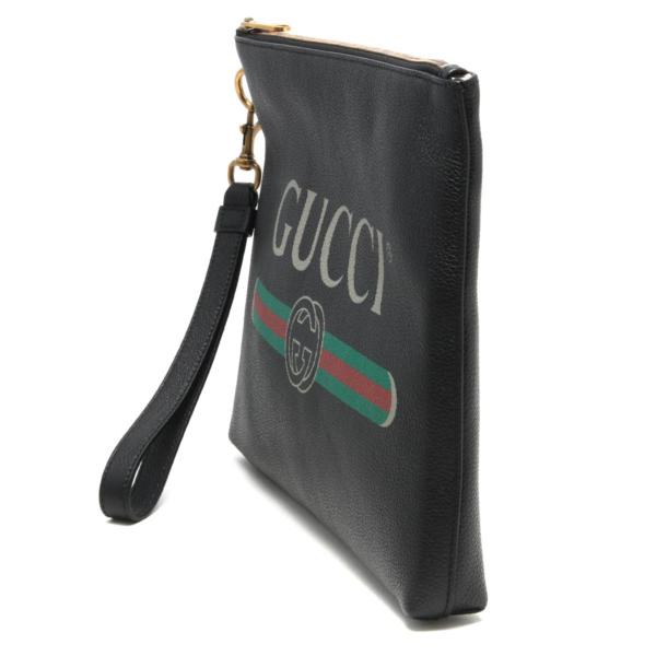 Túi Gucci Black Leather Print Clutch 572770 0Y2AT 8163 - Ảnh 3