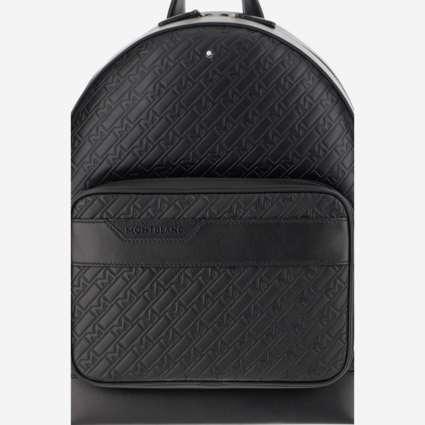 Balo Montblanc Grain Leather Backpack 128618BLACK - Ảnh 4