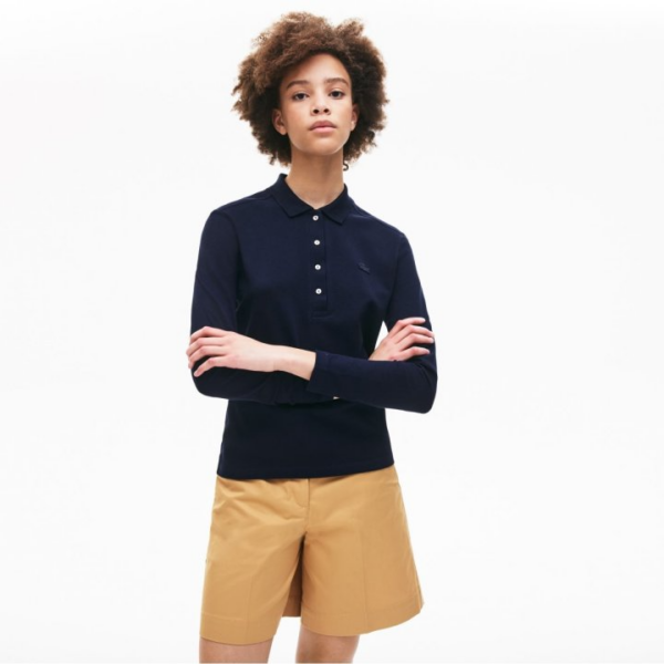 Áo Lacoste Women's 4-Button Slim Fit Long Sleeve Polo PF5464-20C-166 - Ảnh 2