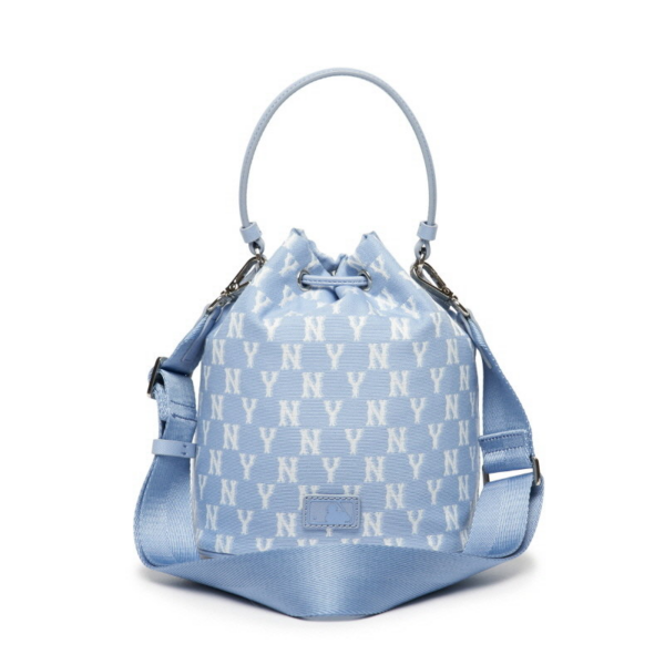 Túi MLB Monogram Jacquard Bucket Bag Baby Blue - Ảnh 4