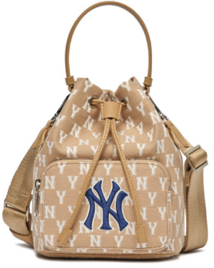 Túi MLB Monogram Jacquard Bucket Bag New York Yankees Beige 3ABMS012N-50BGD