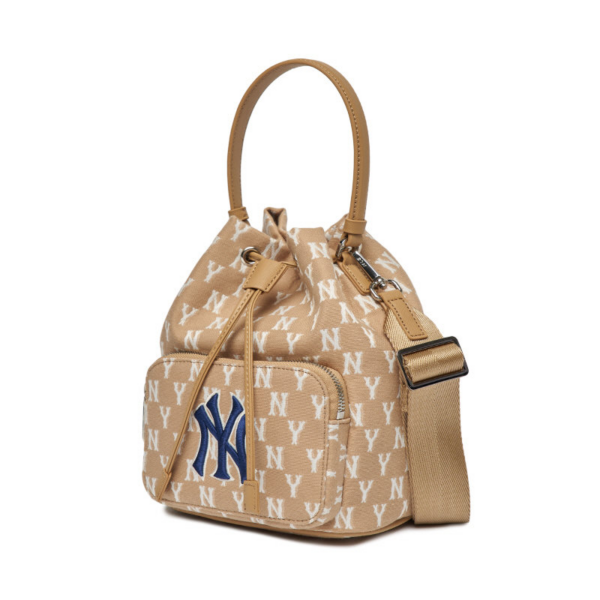 Túi MLB Monogram Jacquard Bucket Bag New York Yankees Beige 3ABMS012N-50BGD - Ảnh 2