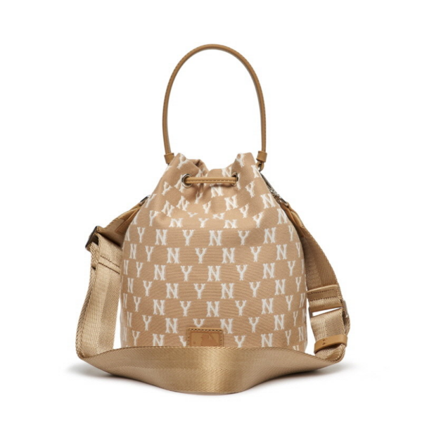 Túi MLB Monogram Jacquard Bucket Bag New York Yankees Beige 3ABMS012N-50BGD - Ảnh 4