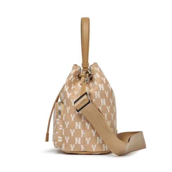 Túi MLB Monogram Jacquard Bucket Bag New York Yankees Beige 3ABMS012N-50BGD - Ảnh 3