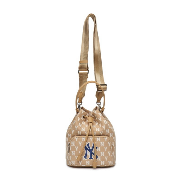 Túi MLB Monogram Jacquard Bucket Bag New York Yankees Beige 3ABMS012N-50BGD - Ảnh 5