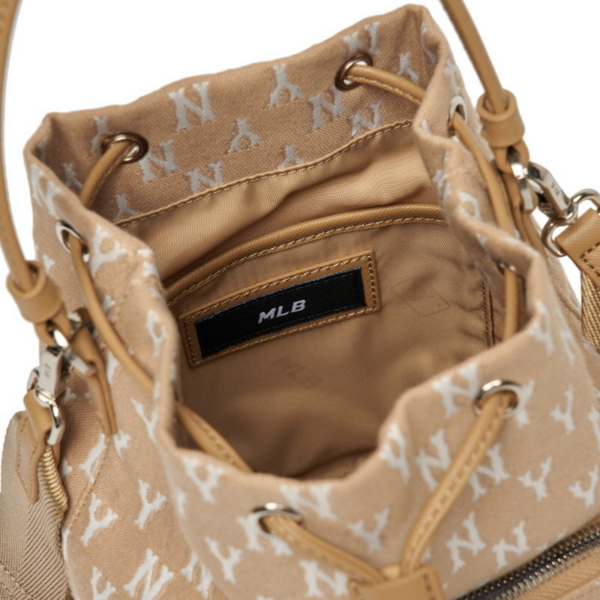 Túi MLB Monogram Jacquard Bucket Bag New York Yankees Beige 3ABMS012N-50BGD - Ảnh 6