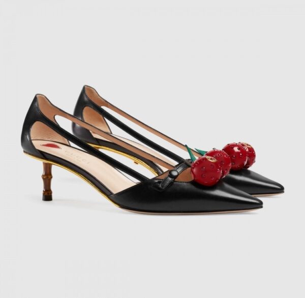 Giày Gucci Black Leather Cherry 452766-C9DN0-1170 - Ảnh 3