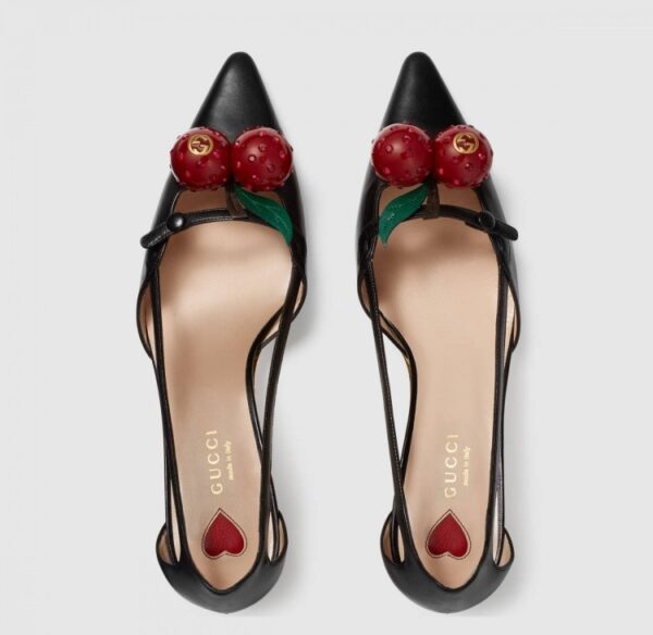 Giày Gucci Black Leather Cherry 452766-C9DN0-1170 - Ảnh 2
