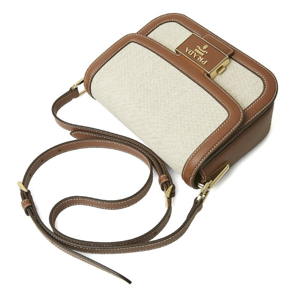 Túi Prada Emblem Linen Shoulder Bag 1BD257-2DLI-F0A5T-OUH - Ảnh 4