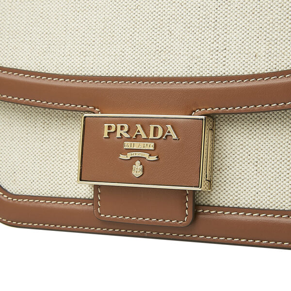 Túi Prada Emblem Linen Shoulder Bag 1BD257-2DLI-F0A5T-OUH - Ảnh 8