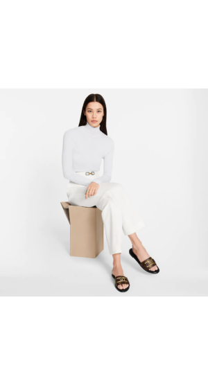 Alternative view of Dép Louis Vuitton Lock It Flat Mules 'Brown' 1A64MR