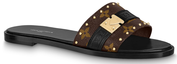 Dép Louis Vuitton Lock It Flat Mules 'Black' 1AAC3S