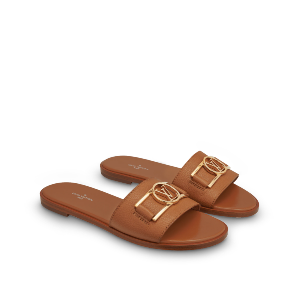 Dép Louis Vuitton Lock It Flat Mules 'Cognac Brown' 1A64ZO - Ảnh 3