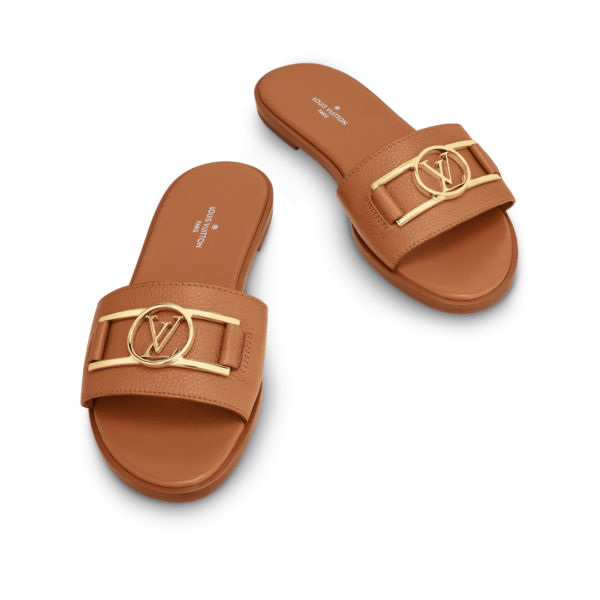 Dép Louis Vuitton Lock It Flat Mules 'Cognac Brown' 1A64ZO - Ảnh 2