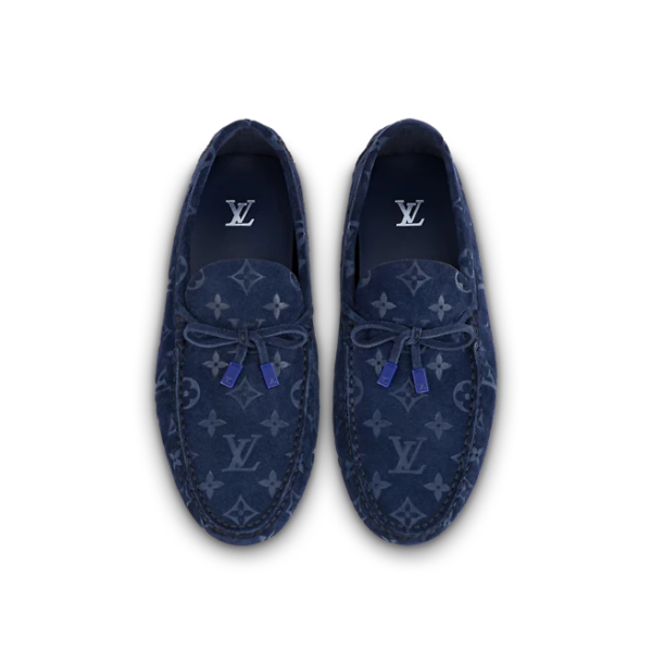Giày Louis Vuitton Driver Moccasins 'Navy Blue' 1AAF1C - Ảnh 3