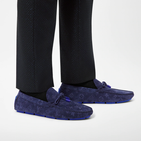 Giày Louis Vuitton Driver Moccasins 'Navy Blue' 1AAF1C - Ảnh 4