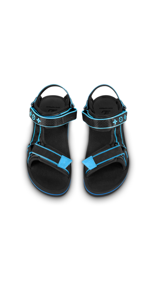 Dép Louis Vuitton Panama Sandals 'Black Blue' 1AA4GB - Ảnh 3