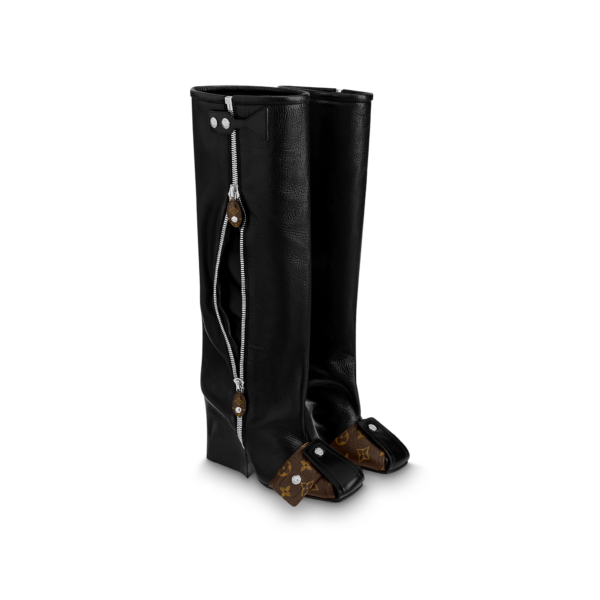 Giày Louis Vuitton Patti Wedge Half Boots 'Black' 1AAEC9 - Ảnh 4