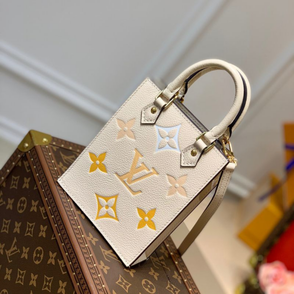 Túi Louis Vuitton Petit Sac Plat Monogram Empreinte Cream Leather M80449 - Ảnh 4
