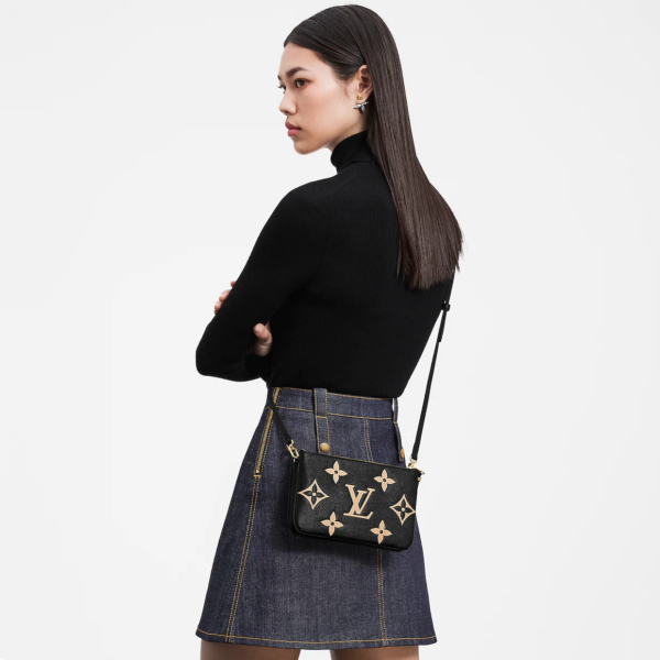 Tui Louis Vuitton Pochette Double Zip On Strap 'Black Beige' M80787